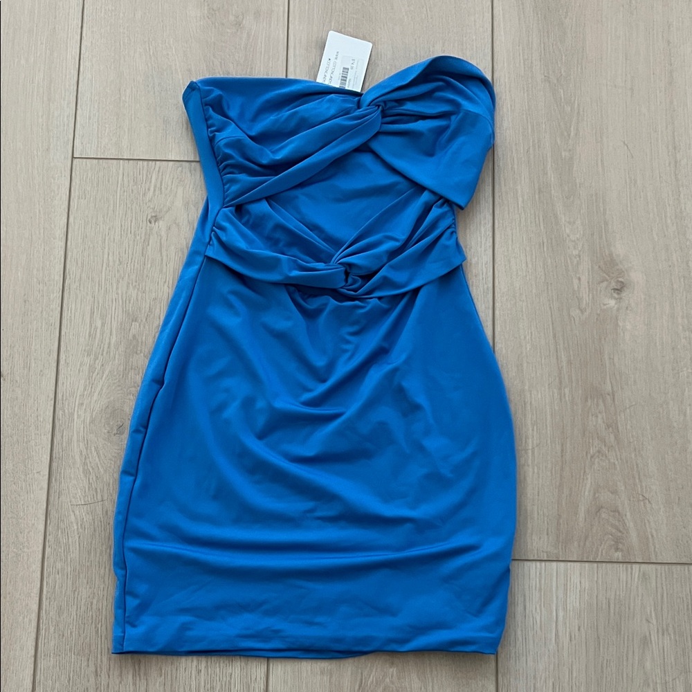 Cotton Candy Vibrant Blue Strapless Dress